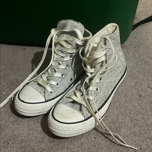 Converse Women's Gray and Silver High-Top Sneakers